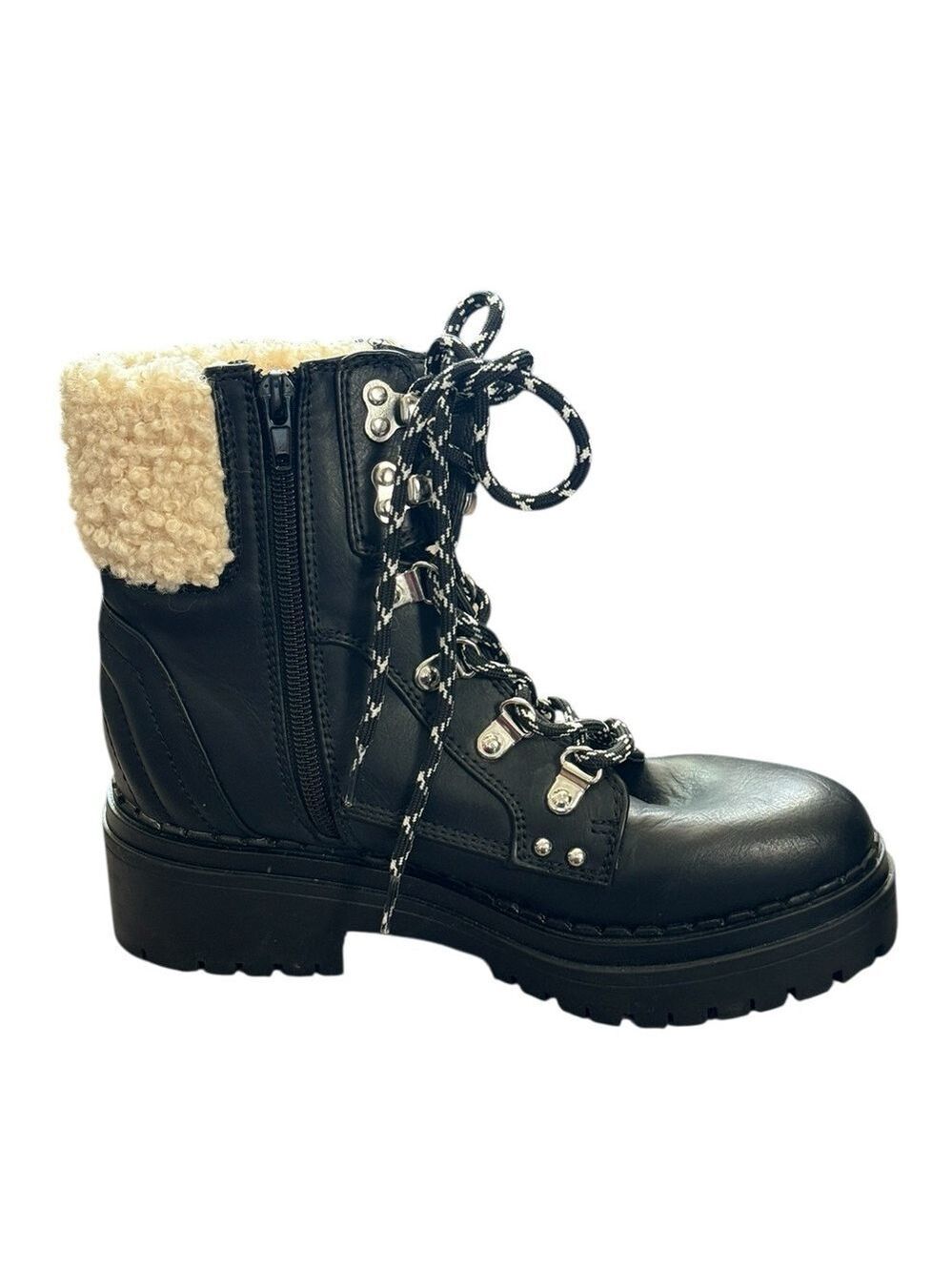 GBG Los Angeles Black Shearling Boots 6M